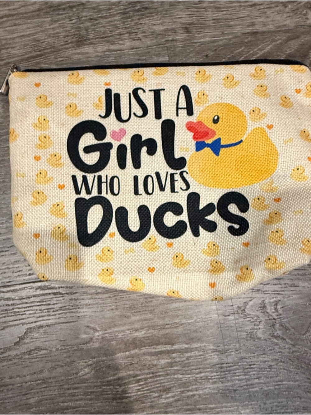 Just A Girl Who Loves Ducks Zip Pouch - Yellow Duck Print